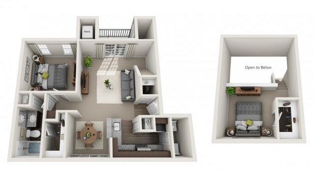 1BR1BA/Loft