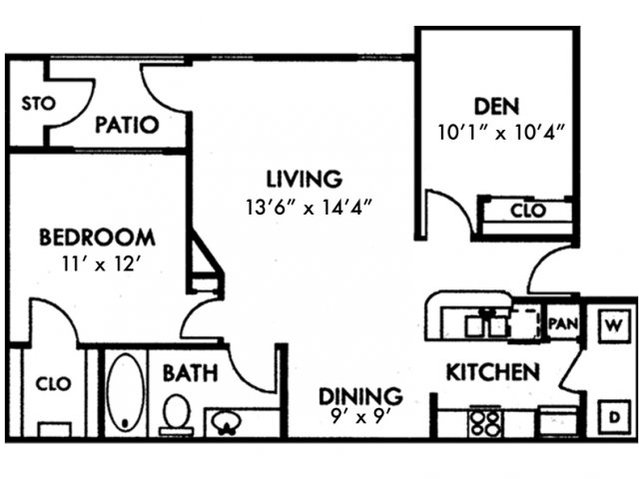 One Bedroom A3 with Den