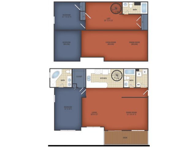 Two BR/ Two BA Sr Loft