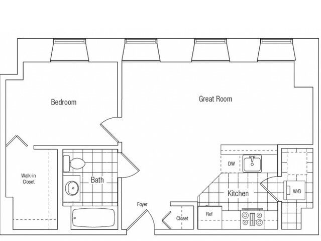 Large 1 Bedroom - 1 Bathroom