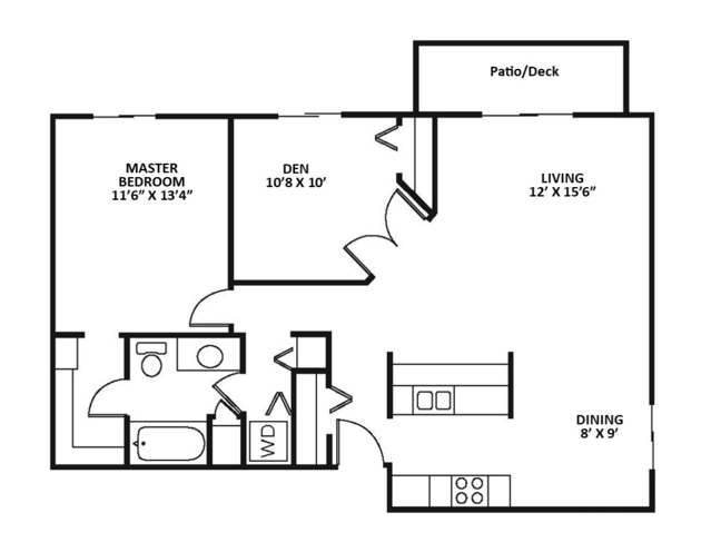 1 plus Den Bedroom 1 Bath