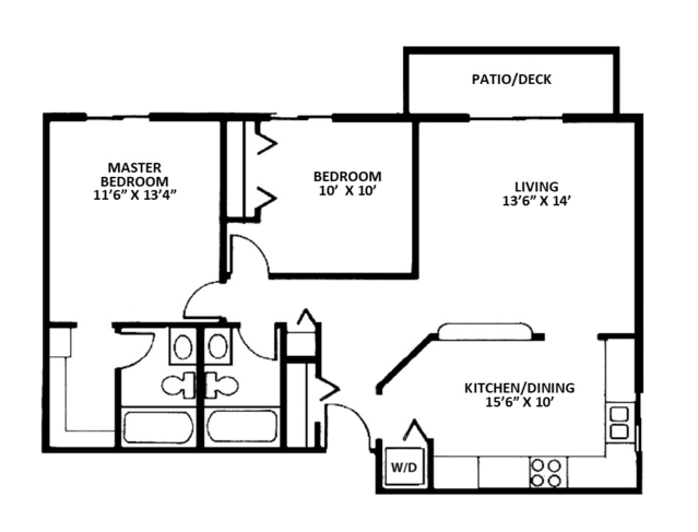 2 Bedroom 2 Bath Split