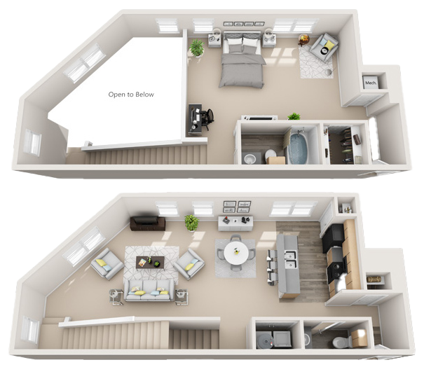 Loft B 1BR 1.5BA